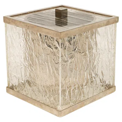Pre-owned Willy Rizzo Ice Bucket In Lucite Ice Effect And Steel  Style, Italy 1970s In Sand