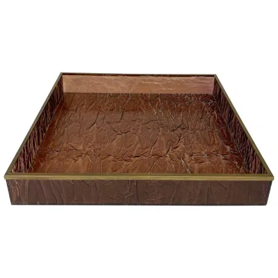 Pre-owned Willy Rizzo Ice Effect Tray Centrepiece, Lucite And Brass  Style, Italy, 1970s In Brown
