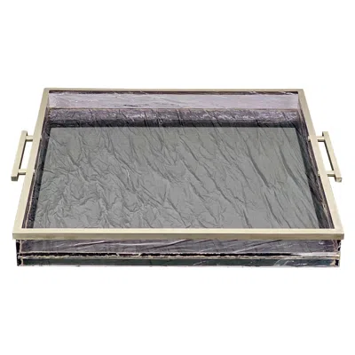 Pre-owned Willy Rizzo Ice Effect Tray Centrepiece, Lucite And Metal,  Style, Italy, 1970s In Gray