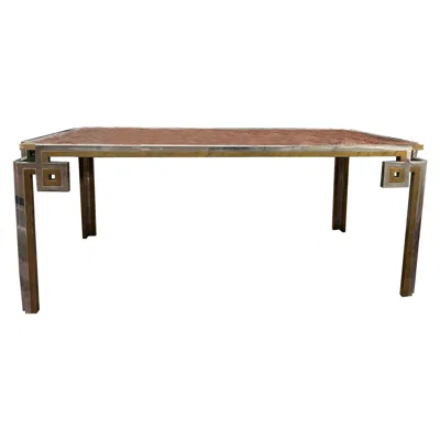 Pre-owned Willy Rizzo Italian Modern Brass And Chrome Dining Table By Romeo Rega In Brown