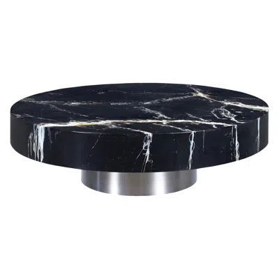 Pre-owned Willy Rizzo Italian Modern Round Faux Marble And Steel Coffee Table By  In Brown
