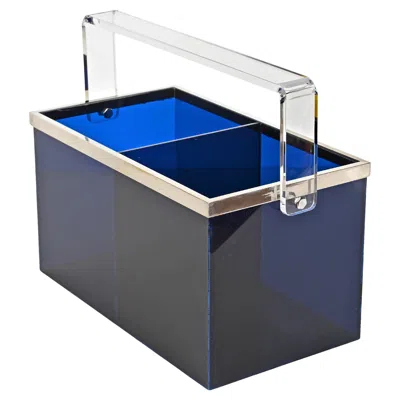Pre-owned Willy Rizzo Magazine Or Bottle Rack In Blue Lucite And Chrome, Italy 1970s