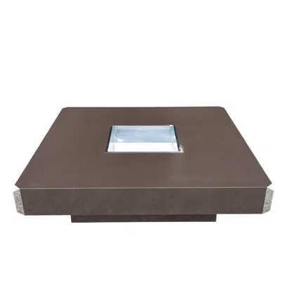 Pre-owned Willy Rizzo Mario Sabot Square Cocktail Table Brown Laminate And Polished Stainless Steel