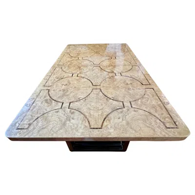 Pre-owned Willy Rizzo Mastercraft Burl Dining Table In Brown