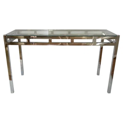Pre-owned Willy Rizzo Mid Century Modern  Style Chrome And Glass Console Table, 1970's In Gray