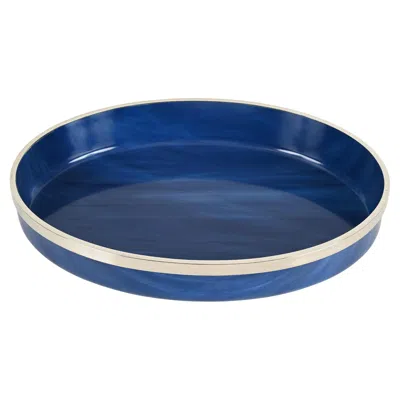 Pre-owned Willy Rizzo Midcentury Blue Ocean Lucite And Chrome Oval Serving Tray, Italy 1980s