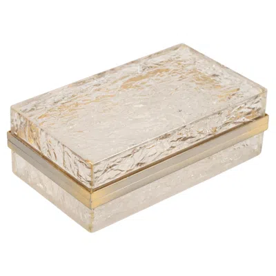 Pre-owned Willy Rizzo Midcentury Box Lucite Ice Effect And Brass Chrome  Style, Italy 1970s In Sand