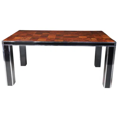 Pre-owned Willy Rizzo Mid-century Italian Burl Dining Table By  1970s. In Brown