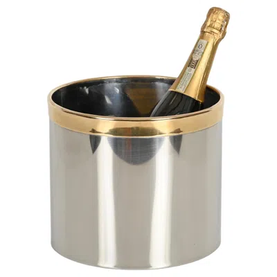 Pre-owned Willy Rizzo Midcentury Large Chrome And Brass Ice Bucket, Italy 1970s In Sand