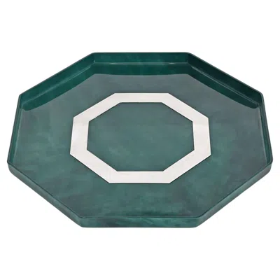 Pre-owned Willy Rizzo Midcentury Marble Effect Lucite And Steel Octagonal Serving Tray, Italy, 1980s In Gray
