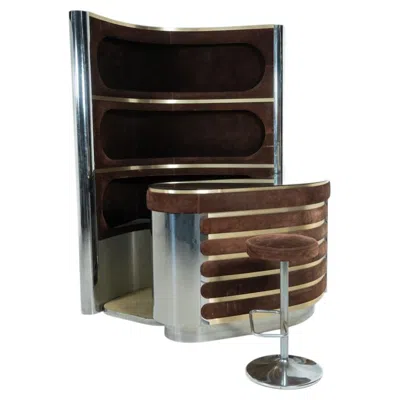 Pre-owned Willy Rizzo Mid-century Modern Suede Bar By , Italy, 1970s In Brown