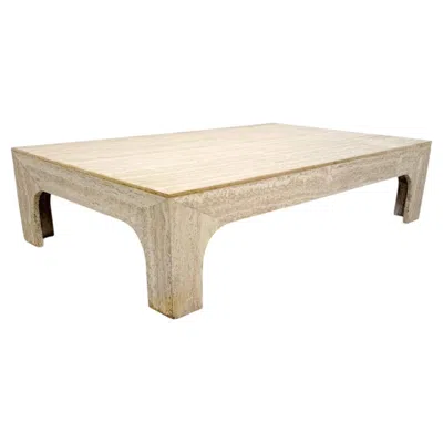 Pre-owned Willy Rizzo Mid-century Modern Travertine Coffee Table By , Italy, 1960s In Sand