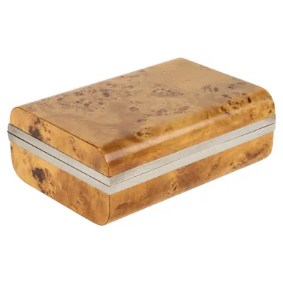 Pre-owned Willy Rizzo Midcentury Rectangular Box In Wood And Chrome  Style, Italy 1970s In Brown