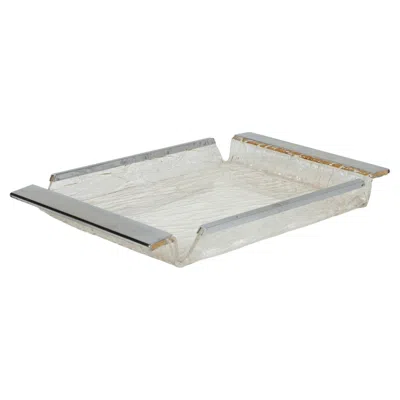 Pre-owned Willy Rizzo Midcentury Serving Tray In Lucite And Chrome  Style, Italy 1970s In Gray