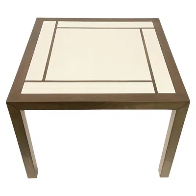 Pre-owned Willy Rizzo Midcentury Square Brass And Formica Italian Coffee Table  Style 1970s In Sand
