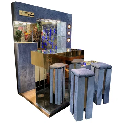 Pre-owned Willy Rizzo Monumental Dry Bar Hollywood Regency In The Style Of , Italy 1970s In Gray