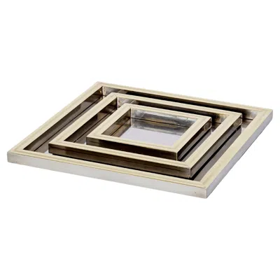 Pre-owned Willy Rizzo Nesting Trays Serving Pieces In Steel And Brass 1970s In Sand