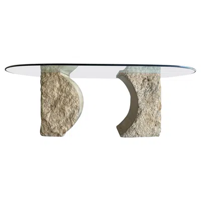Pre-owned Willy Rizzo Organic Modern Travertine Dining Table In Brown