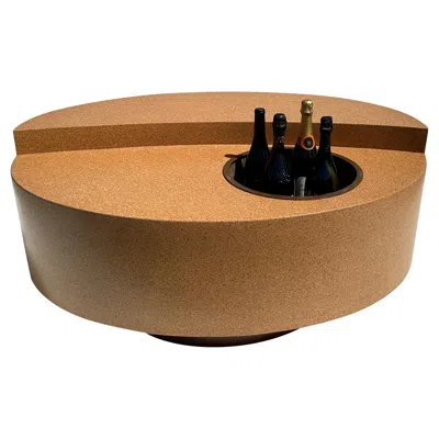 Pre-owned Willy Rizzo Oval Cork Coffee Table With Beverage Cooler In Brown