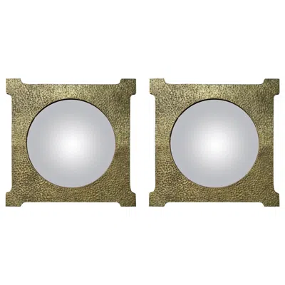 Pre-owned Willy Rizzo Pair Of Italian Modern Bronze Mirrors By Luciano Frigerio In Gold