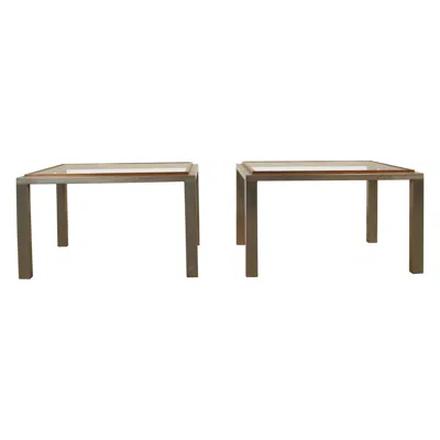 Pre-owned Willy Rizzo Pair Of Midcentury Steel And Copper Coffee Table In The Style Of  In Brown