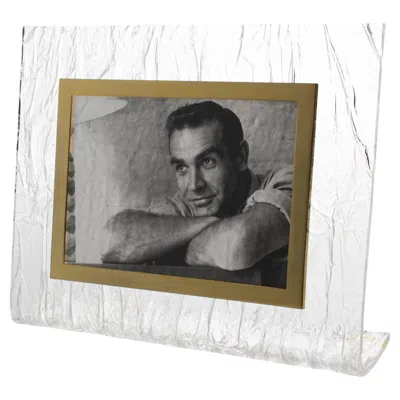 Pre-owned Willy Rizzo Picture Frame In Brass And Ice Effect Lucite, Circa 1970 In Gray