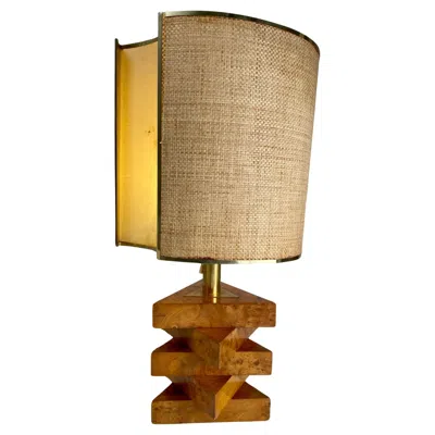 Pre-owned Willy Rizzo Sculptural Table Lamp In Briar Wood And Metal, 1970s Hollywood Regency In Brown