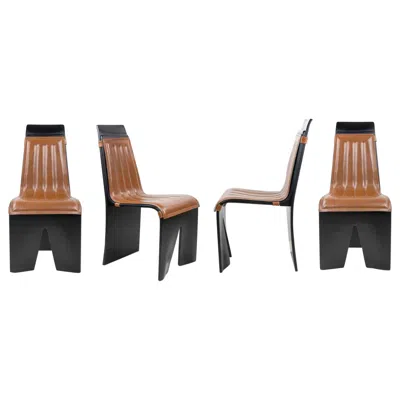 Pre-owned Willy Rizzo Set Of 4 Dining Chairs By  For Mario Sabot And Sormani, Italy 1970s In Brown