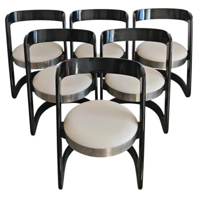 Pre-owned Willy Rizzo Set Of 6 Mid Century Dining Chairs By  For Mario Sabot, Italy 1970s In Brown