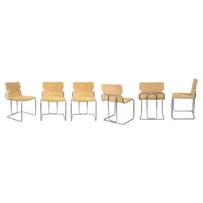 Pre-owned Willy Rizzo Set Of 6 Vintage Chairs In The Style Of , Italy, 1970s In Sand