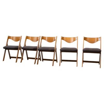 Pre-owned Willy Rizzo Set Of Five Italian Dining Chairs In The Manner Of  In Brown