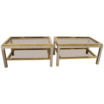 Pre-owned Willy Rizzo Signed "flaminia" Side Tables By  In Brown