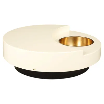 Pre-owned Willy Rizzo Signed  'trg' Rotating Cocktail Table In Lacquer & Brass, 1980s Italy In Brown