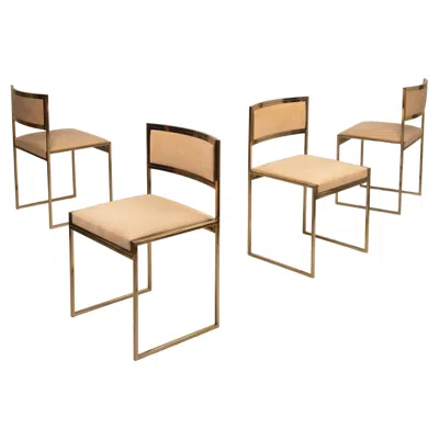 Pre-owned Willy Rizzo Sq-al Chairs By  For Maison  - Brass Version 1970 In Brown