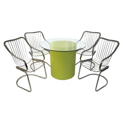 Pre-owned Willy Rizzo Style Dining Set Table And Chairs In Sand