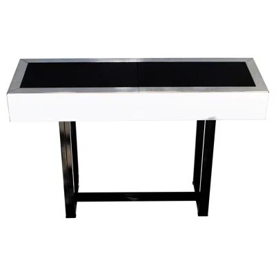 Pre-owned Willy Rizzo Style Expendable Steel Chrome Bar Console Table Black Glass Italy 70