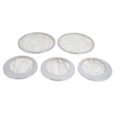 Pre-owned Willy Rizzo Style Ice Effect Lucite And Chrome Barware Coasters Set Of 5 Pieces In Gray