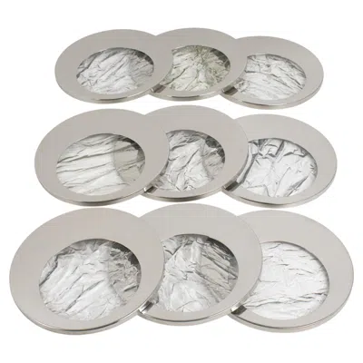 Pre-owned Willy Rizzo Style Ice Effect Lucite And Chrome Coasters, 9 Pieces, Circa 1970 In Gray