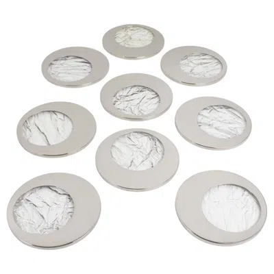 Pre-owned Willy Rizzo Style Ice Effect Lucite And Chrome Coasters, 9 Pieces In Gray