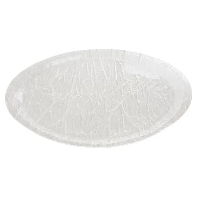 Pre-owned Willy Rizzo Style Ice Effect Lucite Barware Oval Butler Tray In Gray