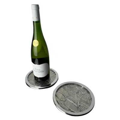 Pre-owned Willy Rizzo Style Ice Effect Lucite Bottle Coasters, Set Of 2, Italy, Circa 1970 In Gray