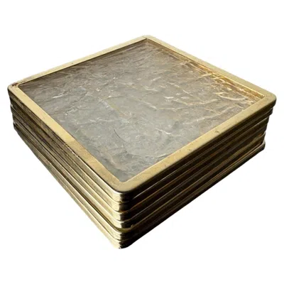 Pre-owned Willy Rizzo Style Ice Effect Lucite Coasters, Set Of 6, Italy, Circa 1970's In Brown