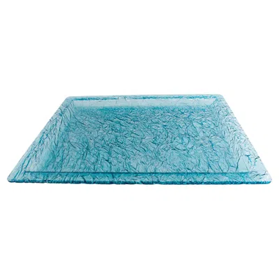 Pre-owned Willy Rizzo Style Ice Effect Turquoise Lucite Barware Serving Tray In Blue