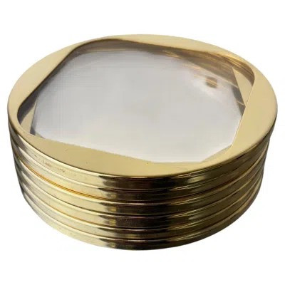 Pre-owned Willy Rizzo Style Lucite & Brass Coasters, Set Of 6, Italy, 1970's In Beige
