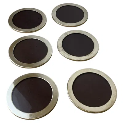 Pre-owned Willy Rizzo Style Lucite And Chrome Coasters, Set Of Six, Italy, 1970 In Black
