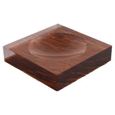 Pre-owned Willy Rizzo Style Mid-century Lucite Ice Effect Ashtray, Desk Tidy, Catchall In Brown
