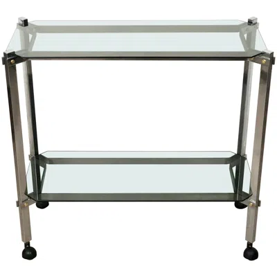 Pre-owned Willy Rizzo Style Serving Cart Trolley In Chrome And Smoked Glass, Italy, 1970s In Gray