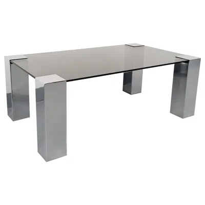 Pre-owned Willy Rizzo Table Basse Italienne Vintage  Pour Cidue En Verre Fumé Et Métal In Gray