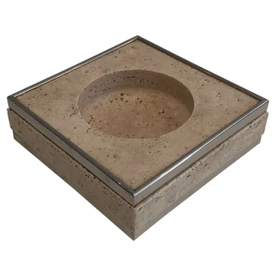 Pre-owned Willy Rizzo Travertine And Chrome Vide-poche In The Style Of  In Brown