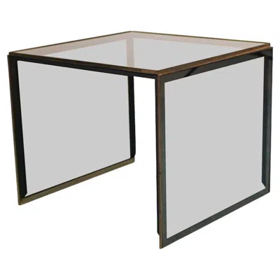 Pre-owned Willy Rizzo Vintage Brass And Tempered Glass Coffee Table 70s In Gray
